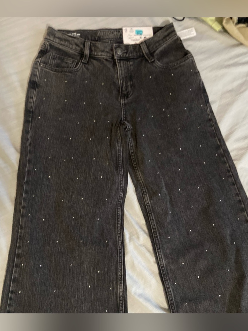 Arizona Jean Company Black Wide-Leg Jeans with Scattered Silver Studs